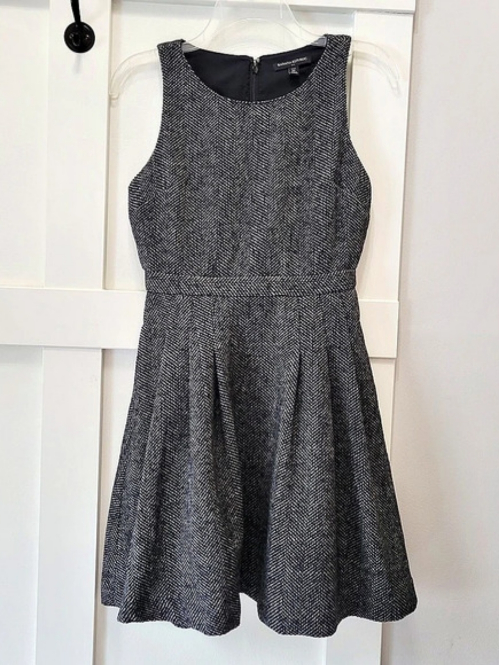 Banana Republic Herringbone Grey Novelty Herringbone Mini Dress in Gray Size OP